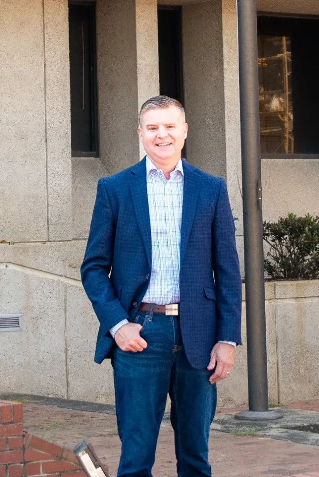 Warren McSweeney outside the courthouse